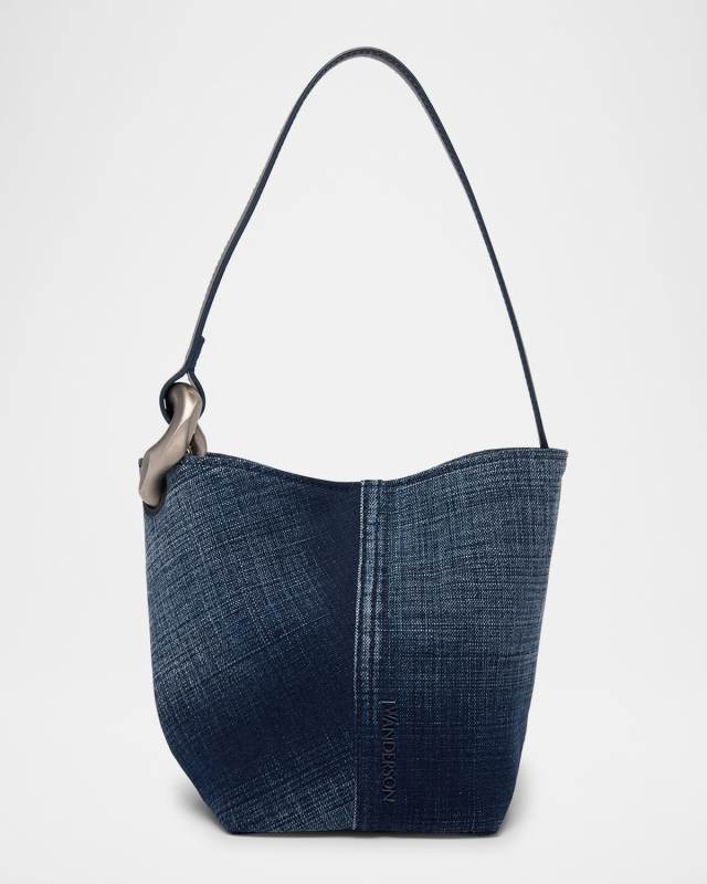Corner Small Acid Wash Denim Bucket Bag